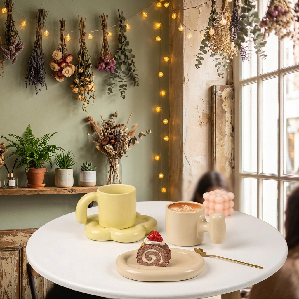 Nordic Ceramic Mug & Tray Set