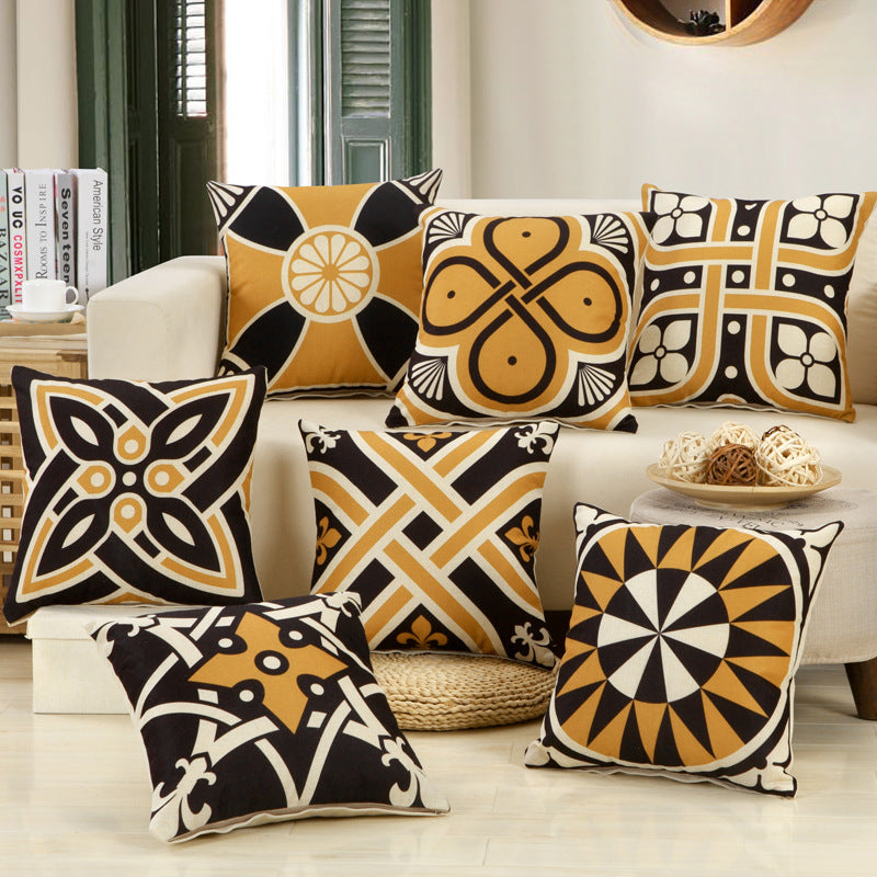 Geometric Abstract Linen Sofa Cushion