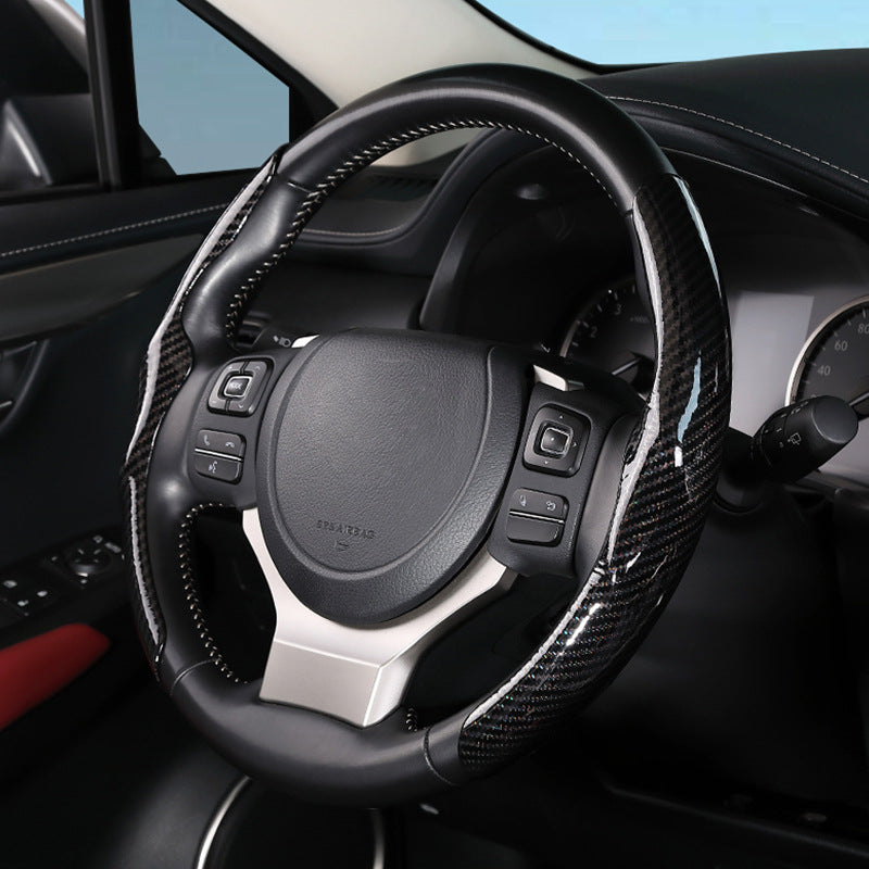 Glossy Carbon-Fibre Pattern Steering Wheel Cover, 36cm – image 7