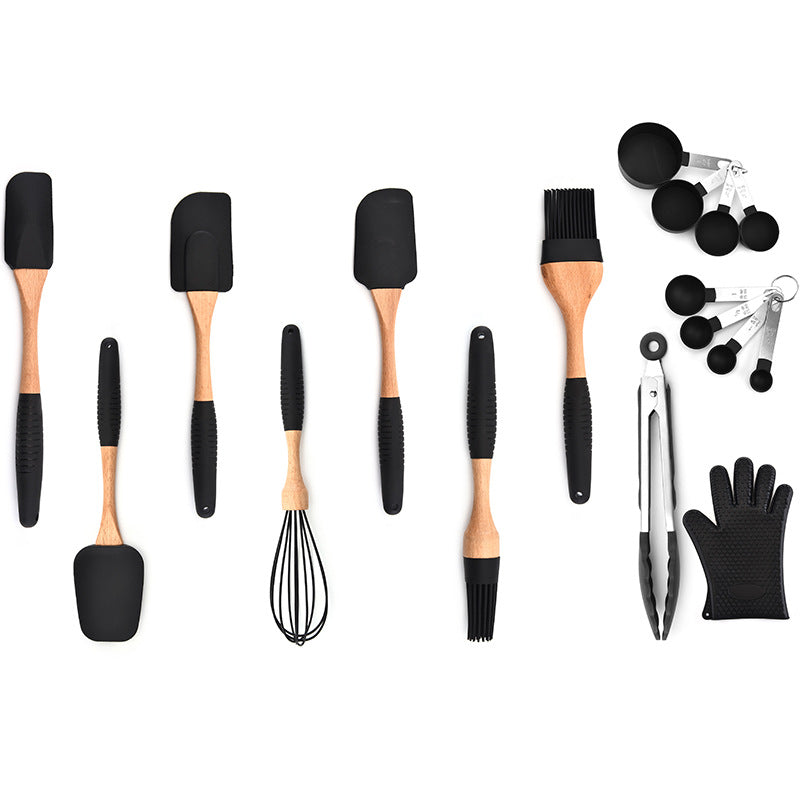 Silicone Kitchen Utensil Set with Wooden Handles – image 6