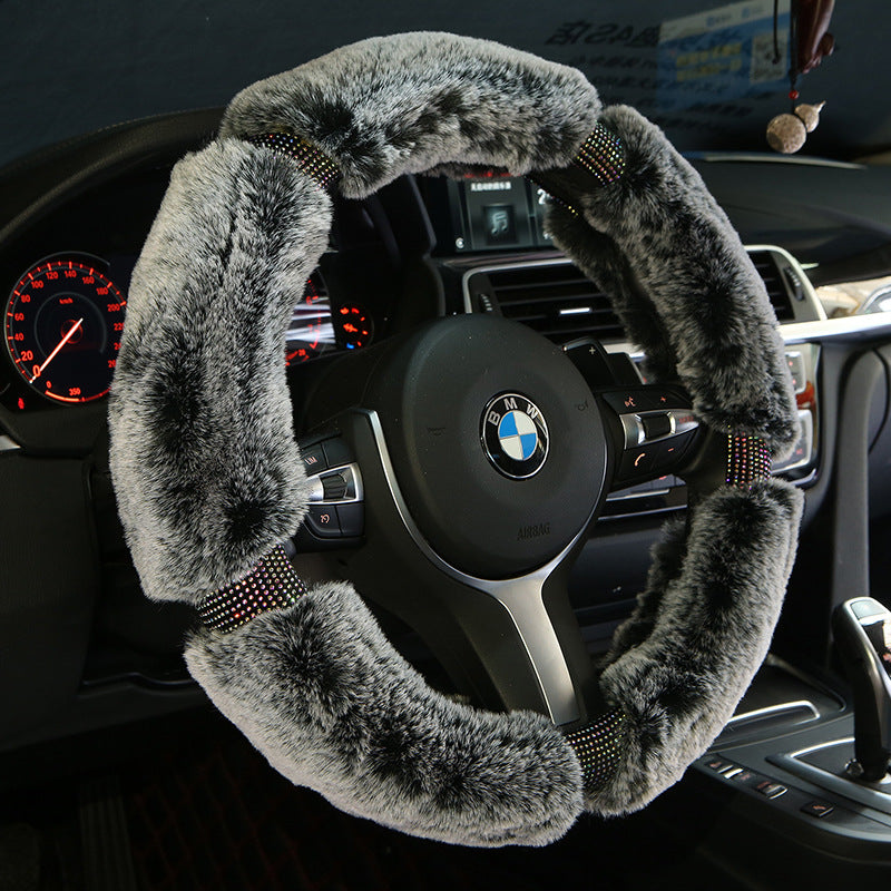 Plush 38cm Steering Wheel Cover