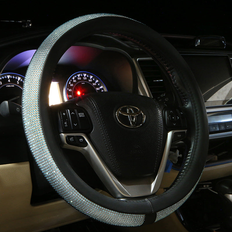 Rhinestone Leather Steering Wheel Cover, 38cm – image 3