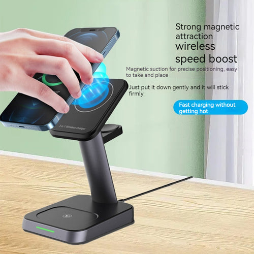 3-in-1 15W Magnetic Wireless Charging Station – product image 1