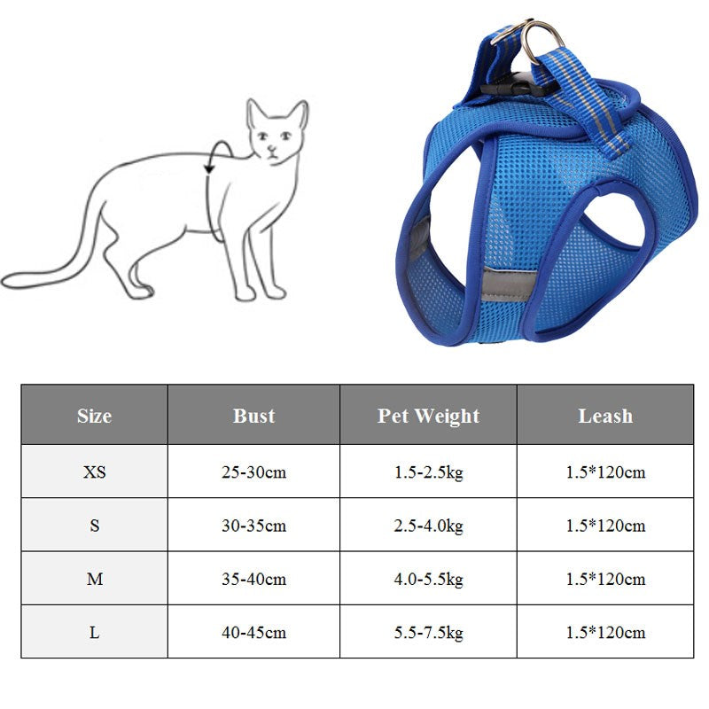 Breathable Cat Harness & Lead Set – Adjustable Walking Vest – product image 8