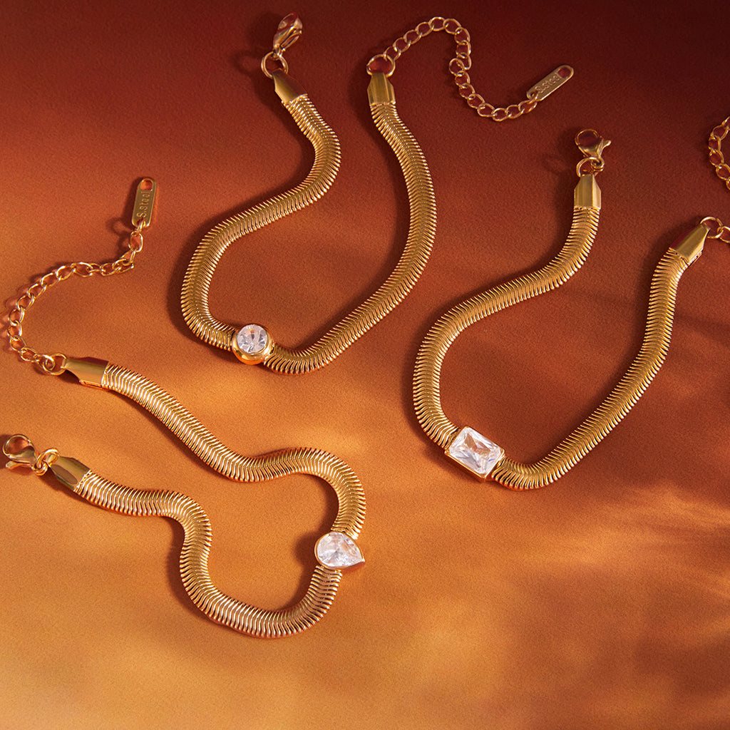Gold Crystal Snake Chain Bracelet – product image 2