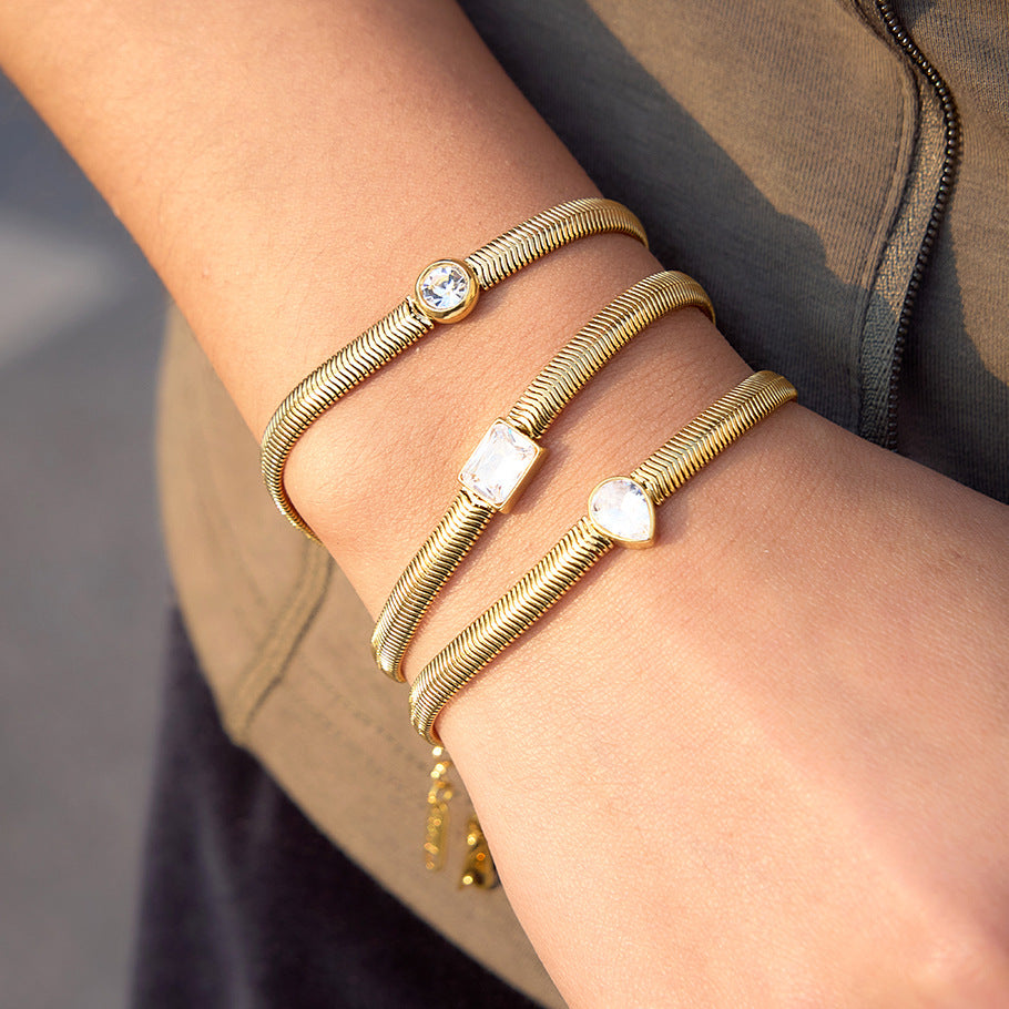 Gold Crystal Snake Chain Bracelet – product image 1