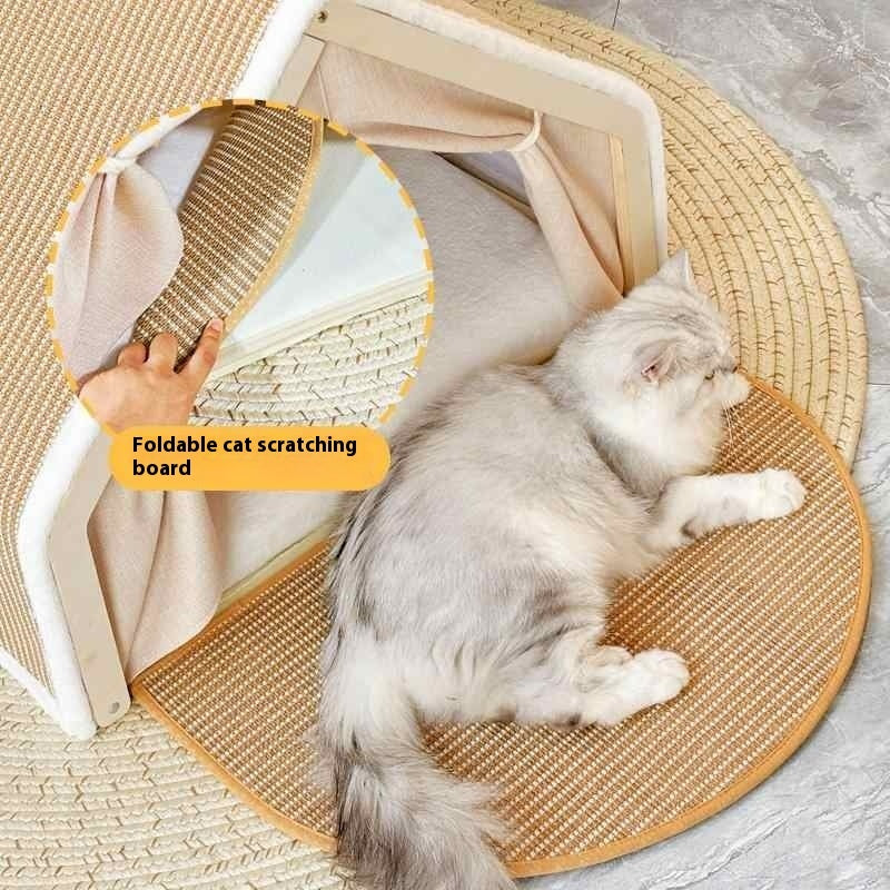 Wooden Cat Tent Bed with Sisal Scratching Board – product image 3