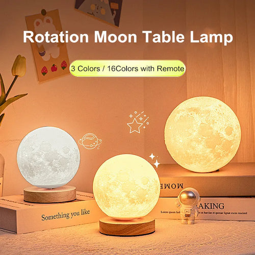 3D Rotating Moon Lamp with Remote Control – product image 1