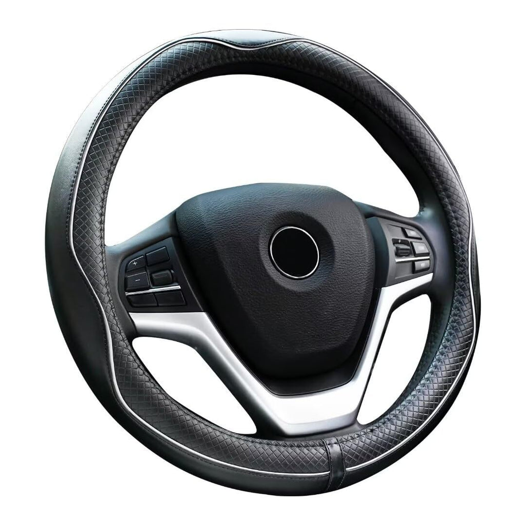 Embossed Synthetic Leather Steering Wheel Cover, 38cm – image 5