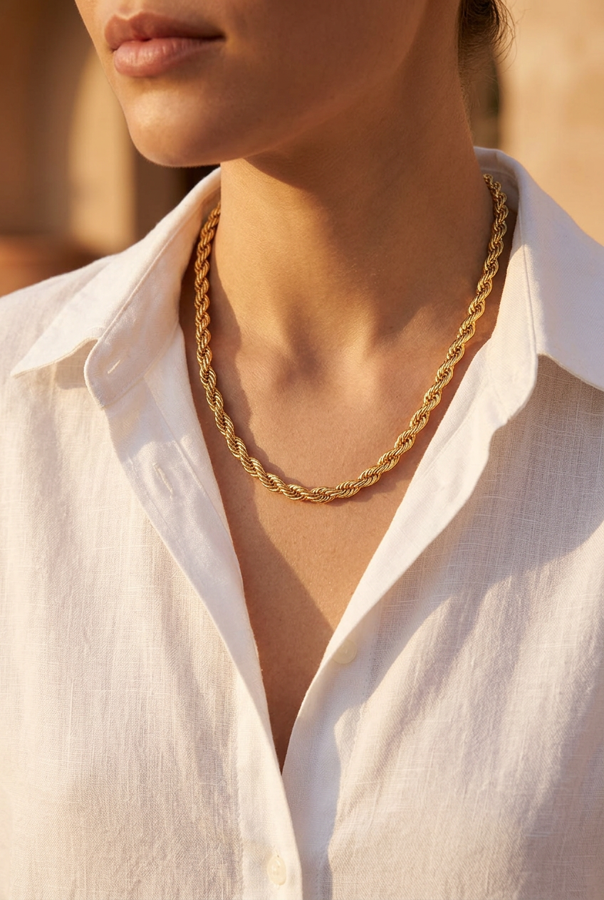 Golden Twist Chain Necklace