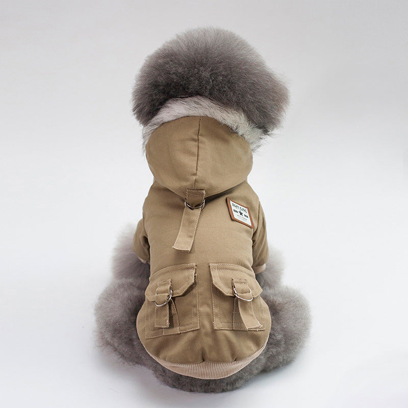 Warm Winter Dog Coat with Faux Fur Hood – product image 4