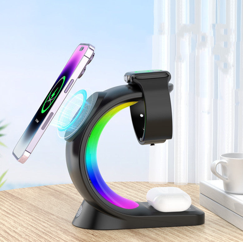 3-in-1 Magnetic Wireless Charging Station with RGB Ambient Light – product image 1