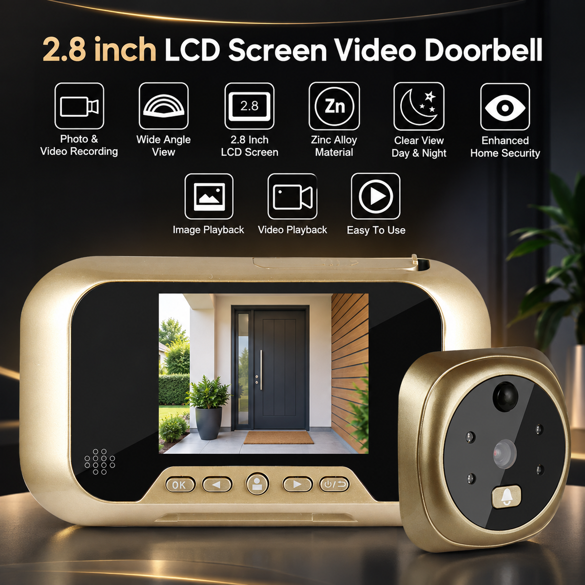 2.8" LCD Digital Peephole Video Doorbell with Night Vision