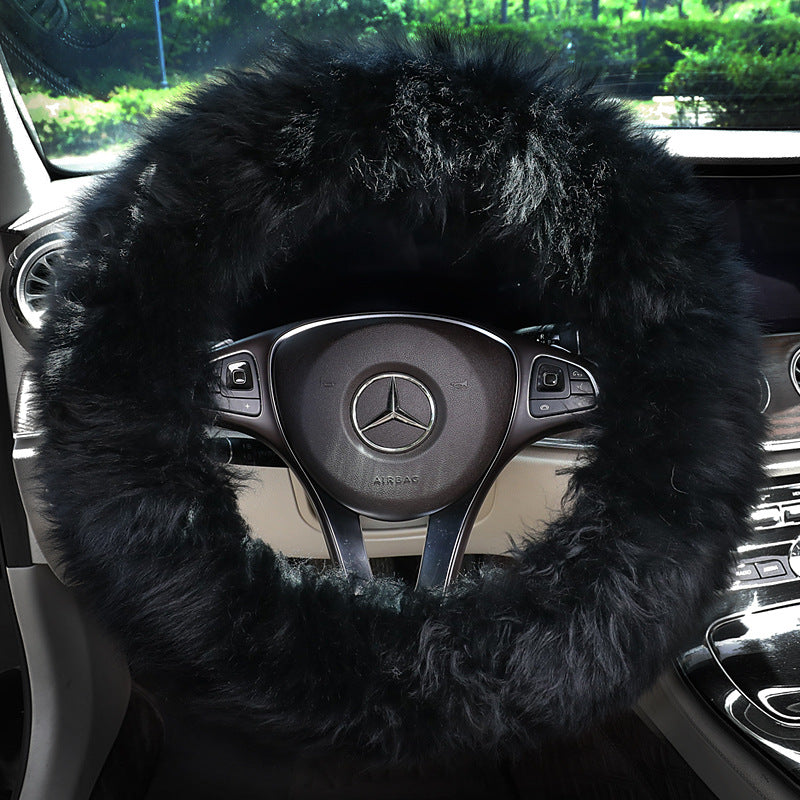 Long-Pile Wool Steering Wheel Cover, 38cm – image 3