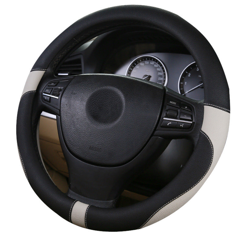 Universal Leather Steering Wheel Cover, 38cm