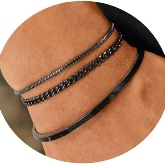 Men's 3-Piece Stainless Steel Layered Bracelet Set – product image 4