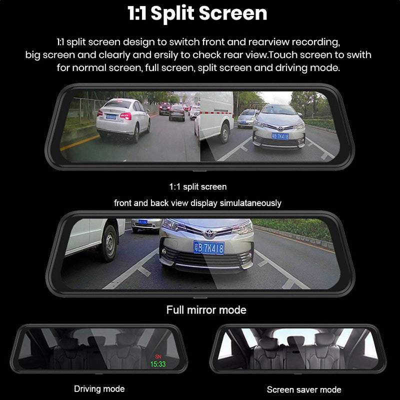 10-inch Full HD Front & Rear Touchscreen Mirror Dash Cam – product image 3