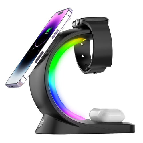 3-in-1 Magnetic Wireless Charging Station with RGB Ambient Light – product image 2