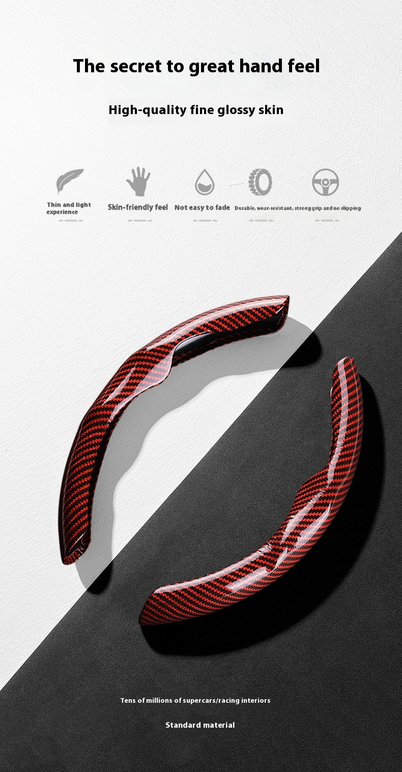 Glossy Carbon-Fibre Pattern Steering Wheel Cover, 36cm – image 5