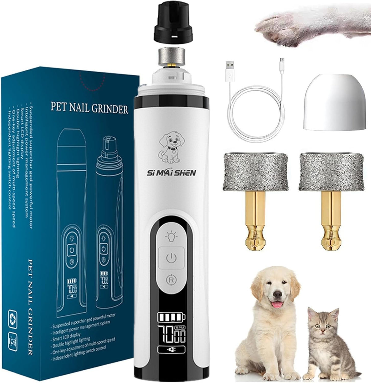 Rechargeable LED Pet Nail Grinder & Clipper Set – product image 4