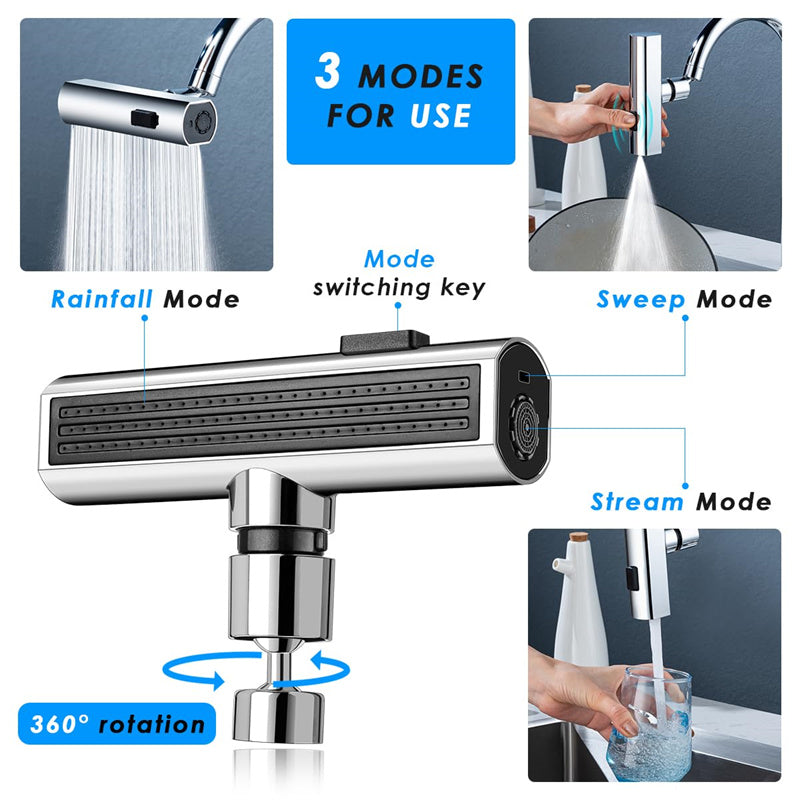 3-Mode 360° Rotating Kitchen Faucet Sprayer Attachment – Waterfall Sink Aerator – product image 7
