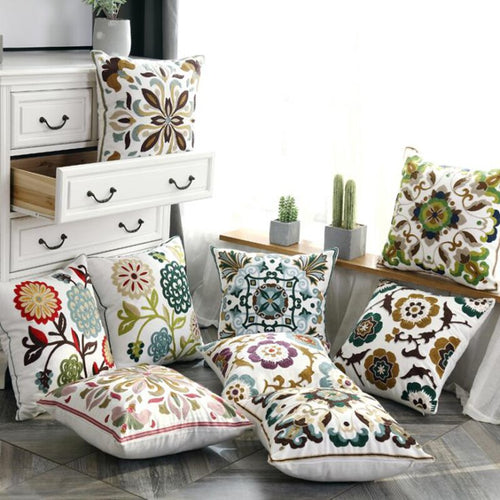 3D Embroidered Cotton Cushion Cover