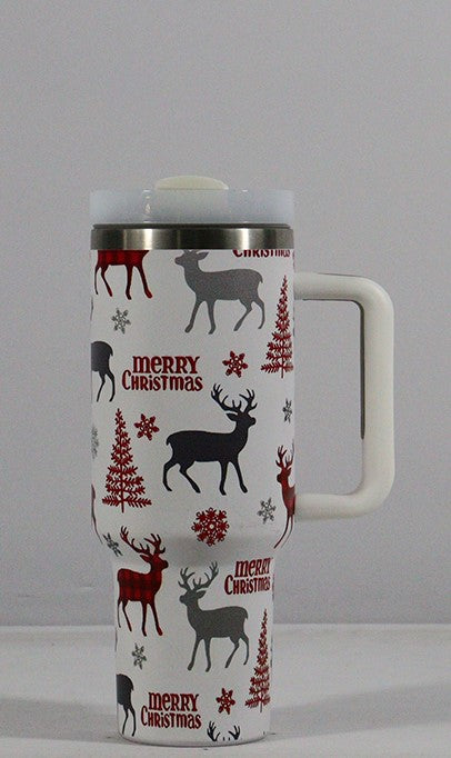 Christmas Stainless Steel Travel Tumbler with Straw – image 4