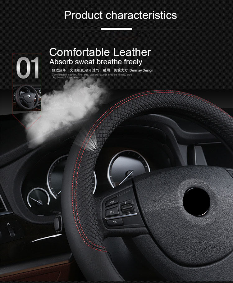 Microfibre Leather Steering Wheel Cover, 38cm – image 10