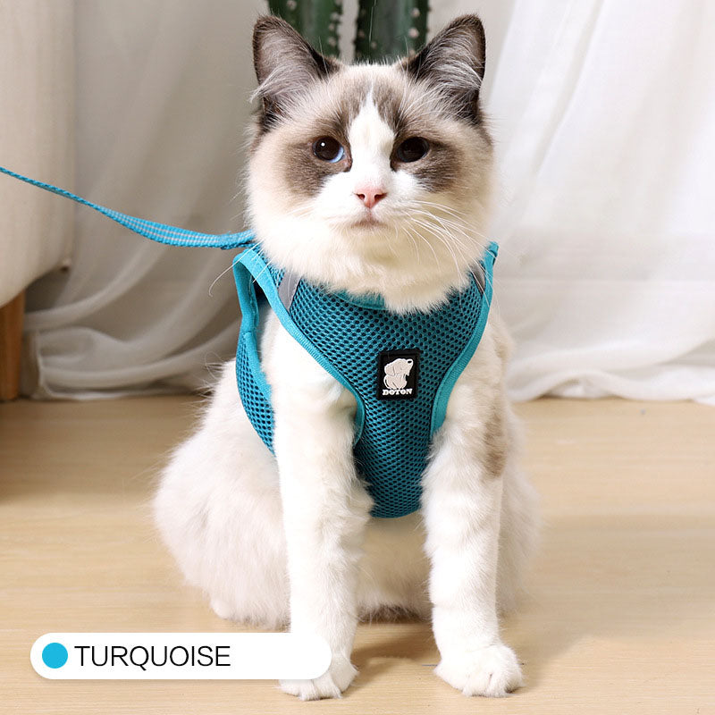 Breathable Cat Harness & Lead Set – Adjustable Walking Vest – product image 2