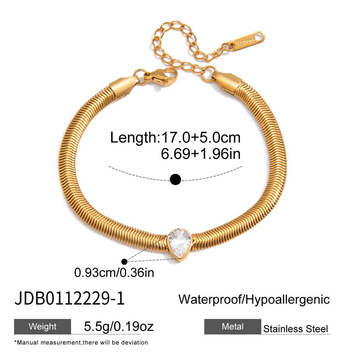 Gold Crystal Snake Chain Bracelet – product image 5