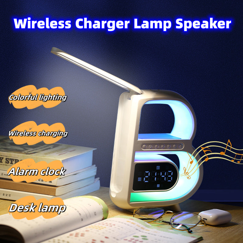 B-Shaped Wireless Charging Bluetooth Speaker & LED Alarm Clock – product image 4