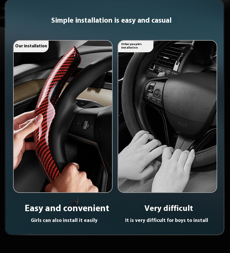 Glossy Carbon-Fibre Pattern Steering Wheel Cover, 36cm – image 6