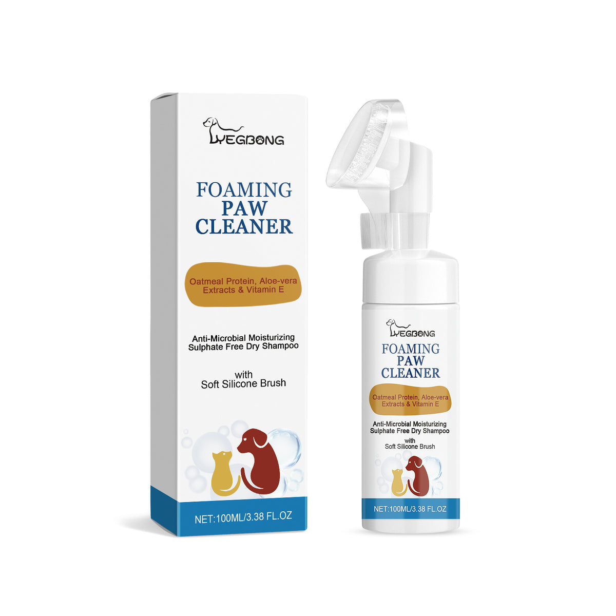 Pet Paw Cleansing Foam with Soft Silicone Brush – 100ml – product image 3