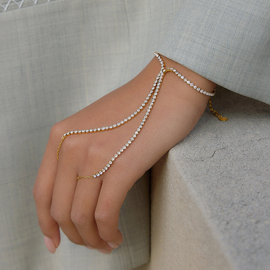 Gold Crystal Hand Chain Bracelet – product image 2