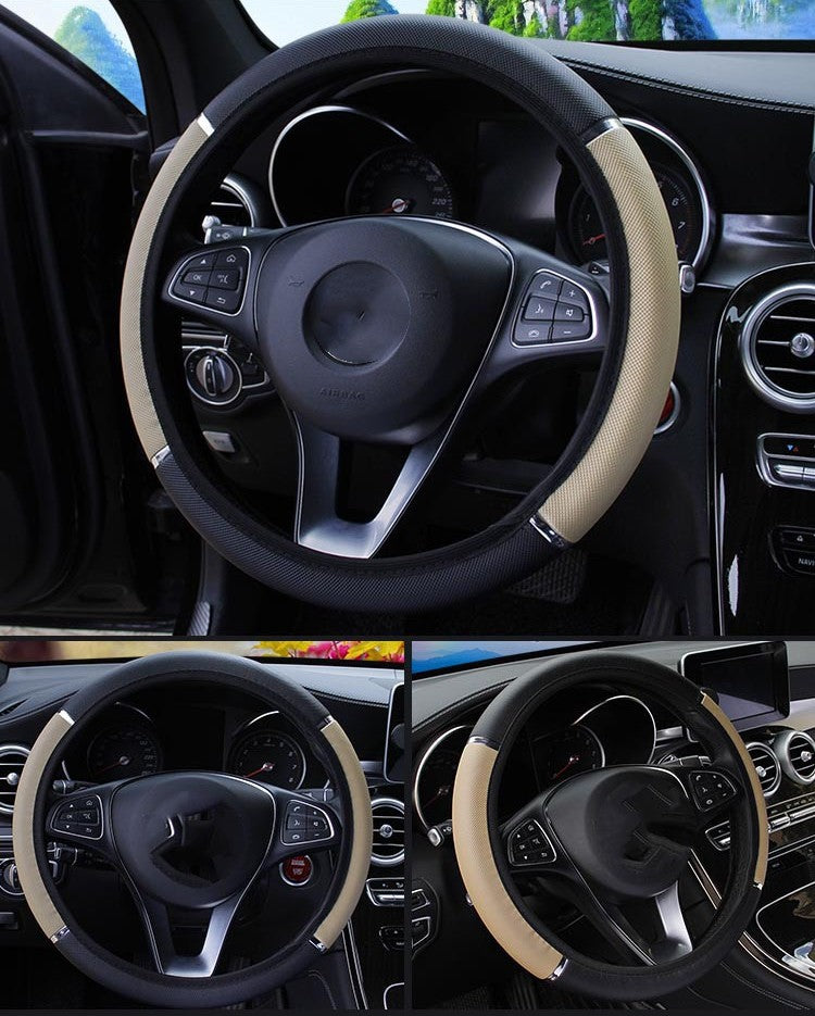 Metal-Trim Elastic Steering Wheel Cover, 37–38cm – image 4