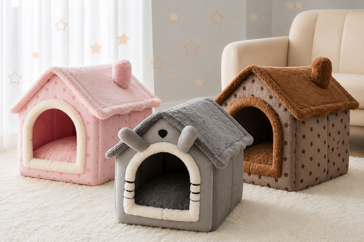 Cosy Indoor Pet House Bed – Soft Fleece Cat & Small Dog Bed – product image 1