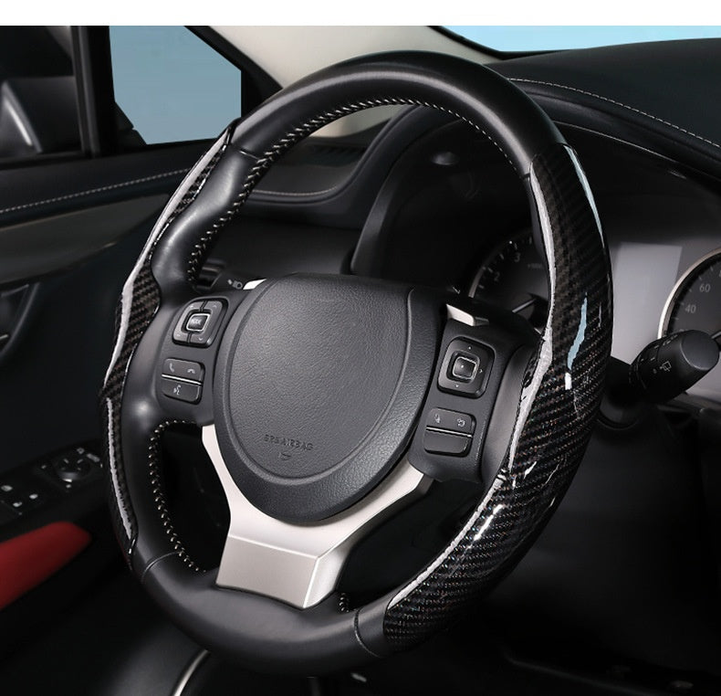 Glossy Carbon-Fibre Pattern Steering Wheel Cover, 36cm – image 4