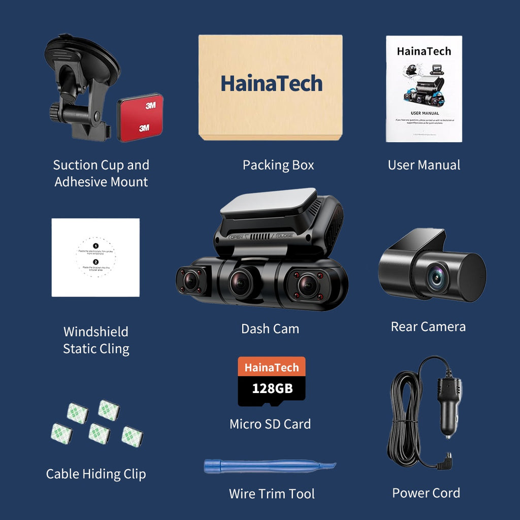 HainaTech 360° 4-Channel Dash Cam with GPS, WiFi & 128GB Card – product image 5