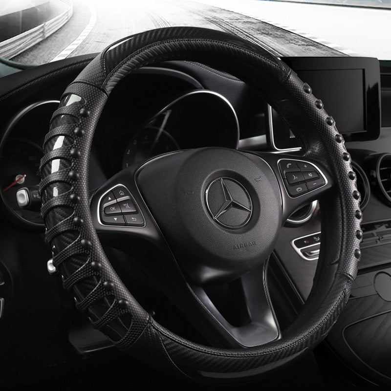 Leather & Silicone Steering Wheel Cover – Round or D-Shape