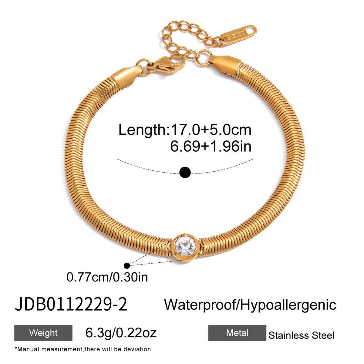 Gold Crystal Snake Chain Bracelet – product image 4