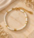 Tiger Eye & Blue Pattern Pearl Bracelet