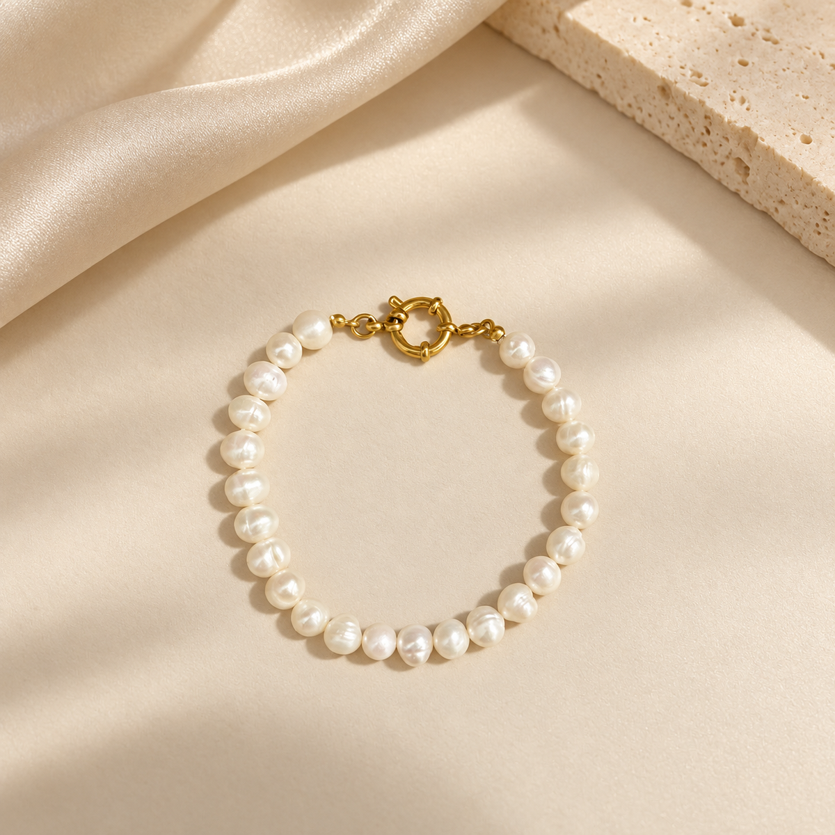 Baroque Pearl & Stainless Steel Bracelet
