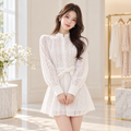 Women's White Embroidered Mini Dress