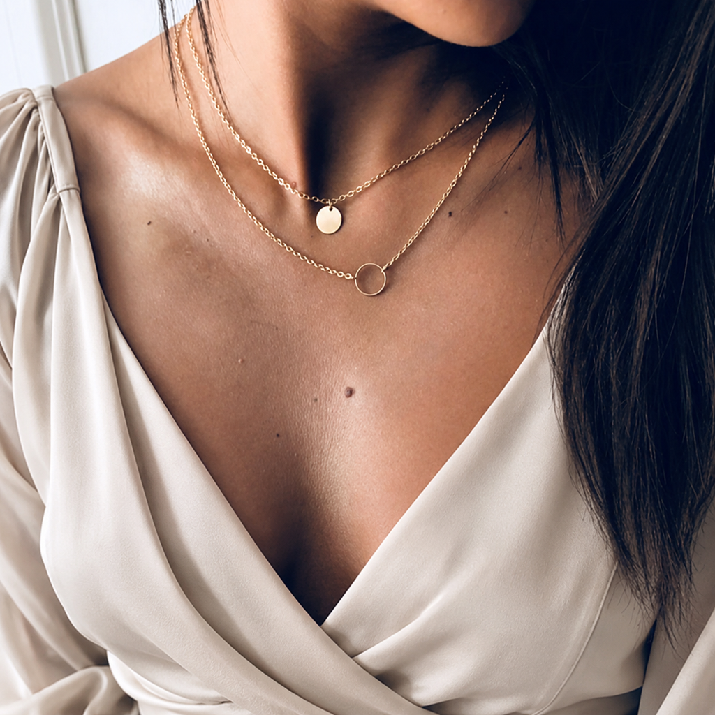 Layered Sequin Pendant Necklace