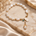 Floral Mother-of-Pearl Bracelet – Gold Tone